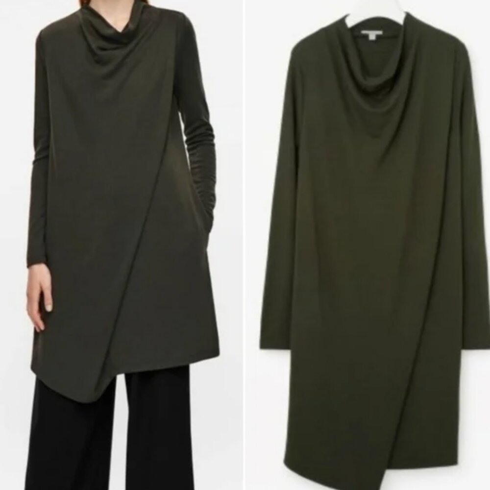 COS Draped Collar Long Sleeve Dress